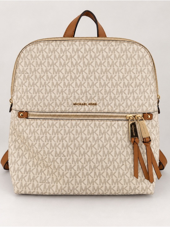 Michael Kors Handbags - Michael Kors Cream and Tan Signature Backpack